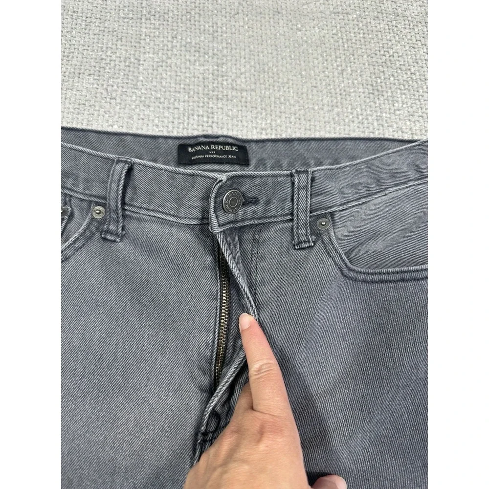 Banana Republic Jeans Mens 34x32‎ Gray Premium Performance Stretch Slim Straight